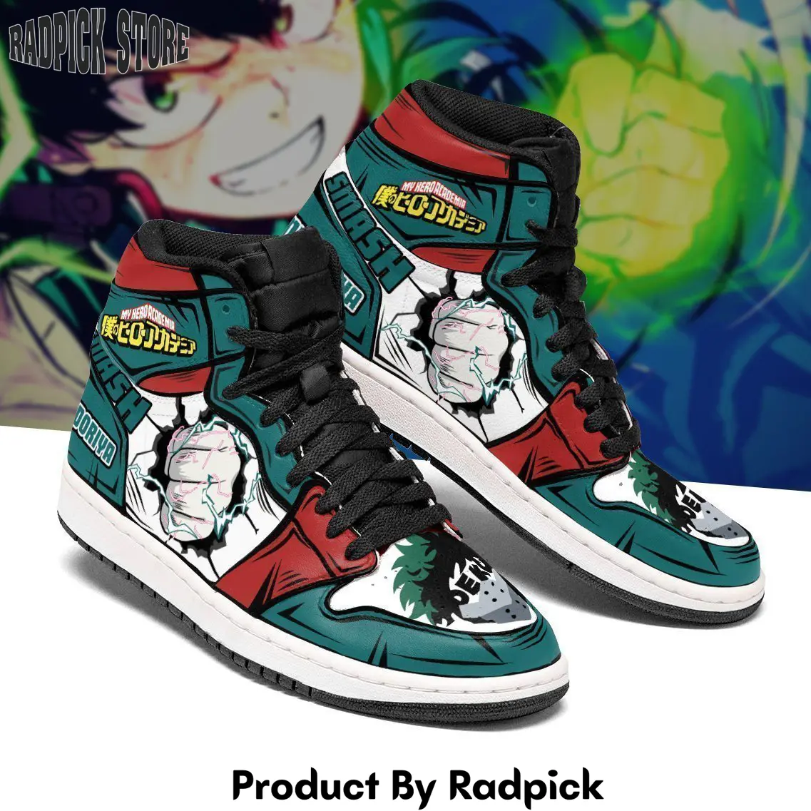 Izuku midoriya smash air jordan high top sneakers anime  rp0252815
